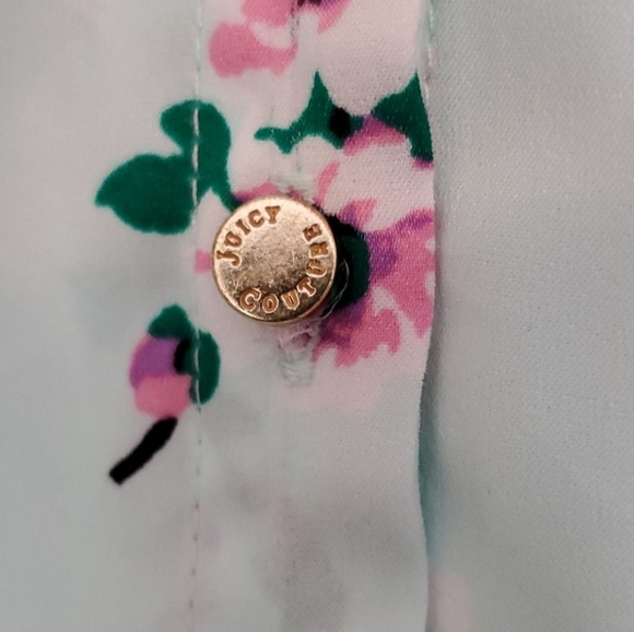 🅶 Juicy Couture Mint Green Floral Print Drawstring Waist Mini Dress - Picture 7 of 14